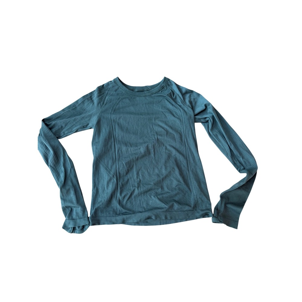 Old Navy Active Womens Medium Teal Green Seamless Thumbhole Long Sleeve Top
